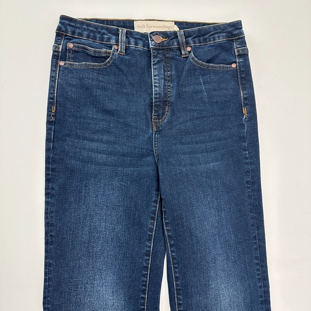 Soft Surroundings Flare Women's size 6 Dark Wash Blue Denim jeans - Picture 2 of 5